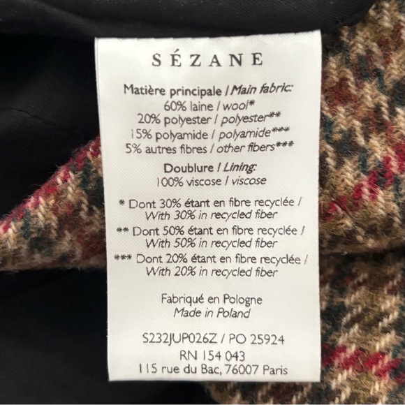 Sezane Malia Houndstooth Mini Skirt Plaid Wool Brown Navy Blue Size Small Fr 34 - Picture 13 of 14